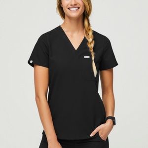FIGS Catarina Scrub Top, Black, Med.